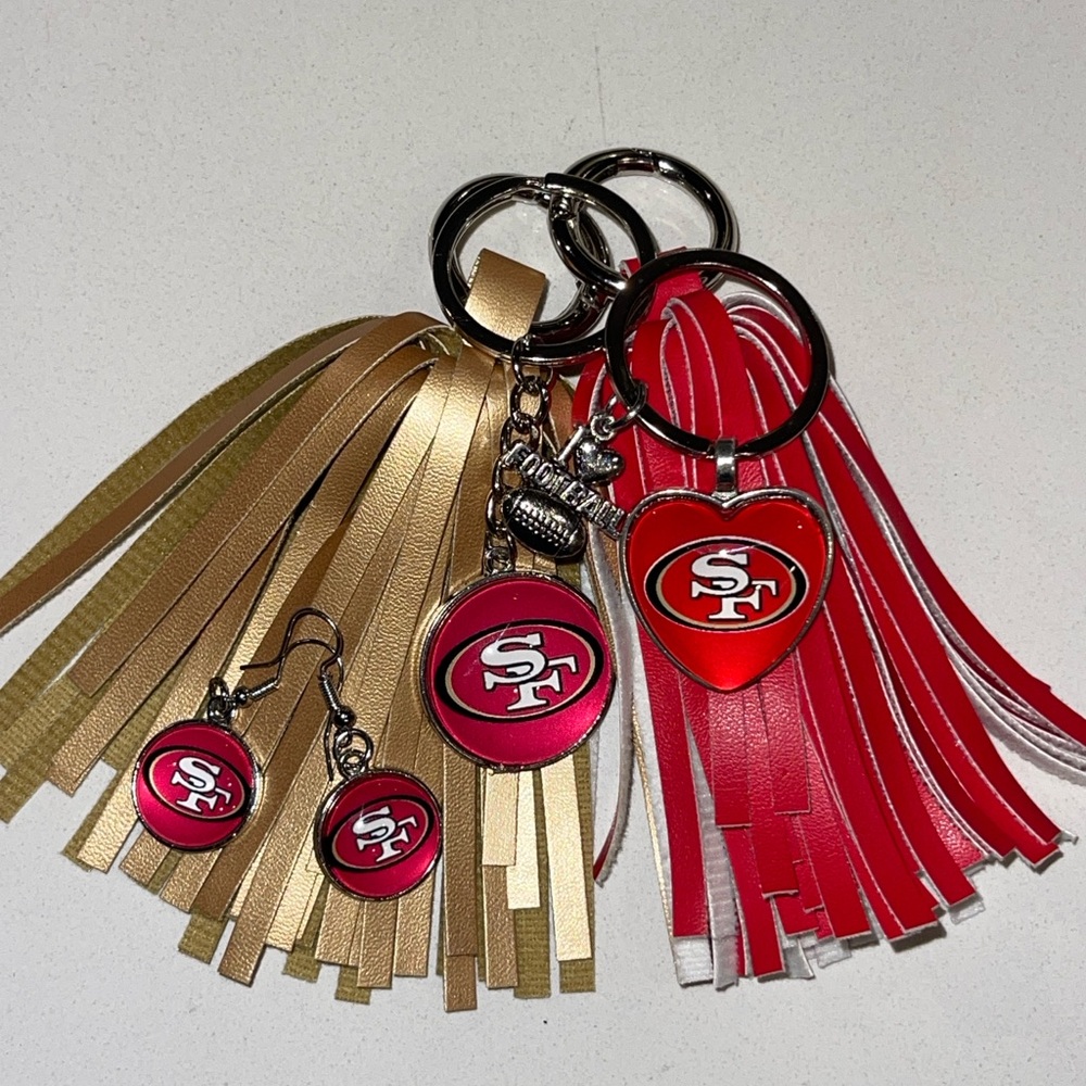 49er key chains and earrings